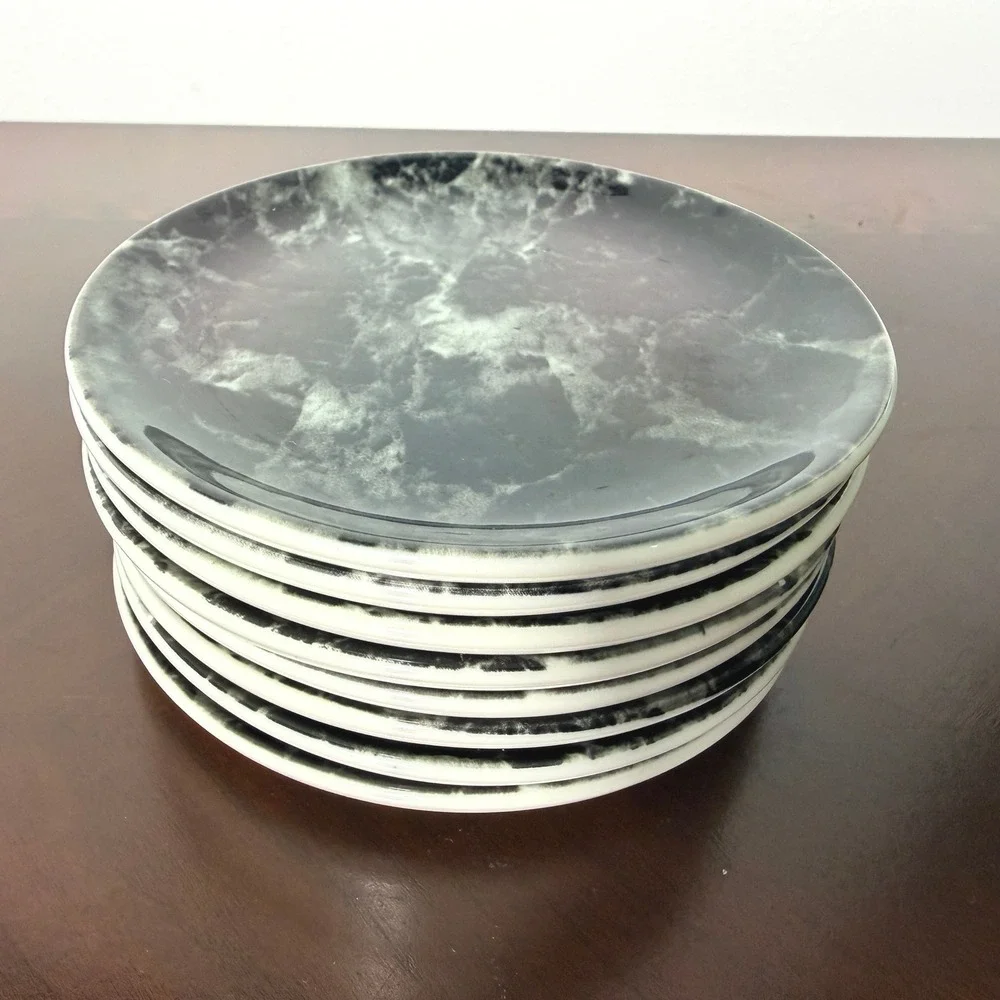 Vintage Villeroy & Boch Marble Black Set of 8 Vitro Porcelain Coasters 4